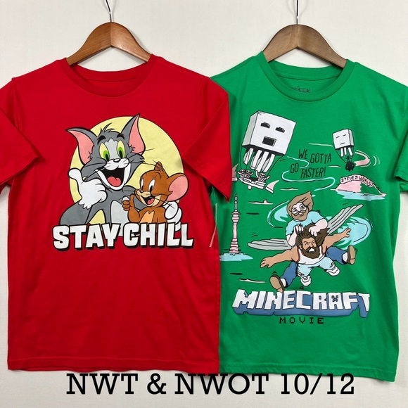Minecraft Other - 📦MINECRAFT/TOM & JERRY 2 piece lot bundle Graphic Tee for Kids FREE SHIPPING